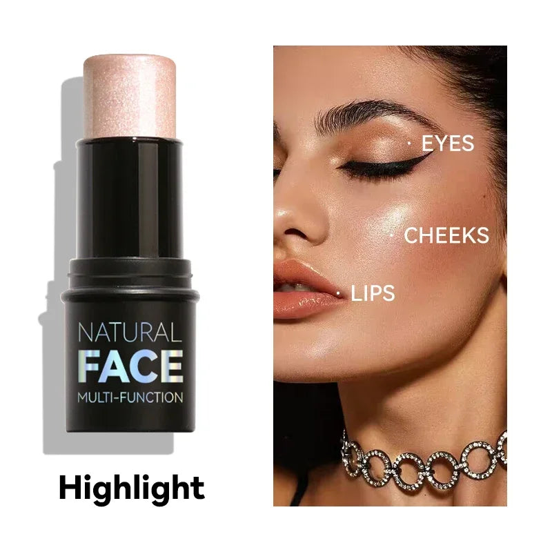 Multifunctional Highlighter and Bronzer Stick for Face Contouring