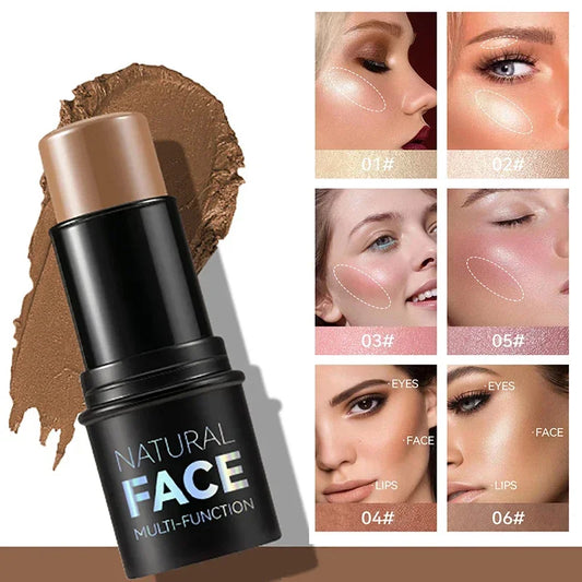 Multifunctional Highlighter and Bronzer Stick for Face Contouring